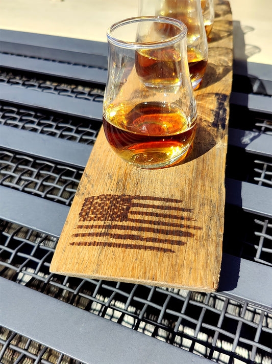 Bourbon Flight Serving Tray & Nosing Glasses (4)