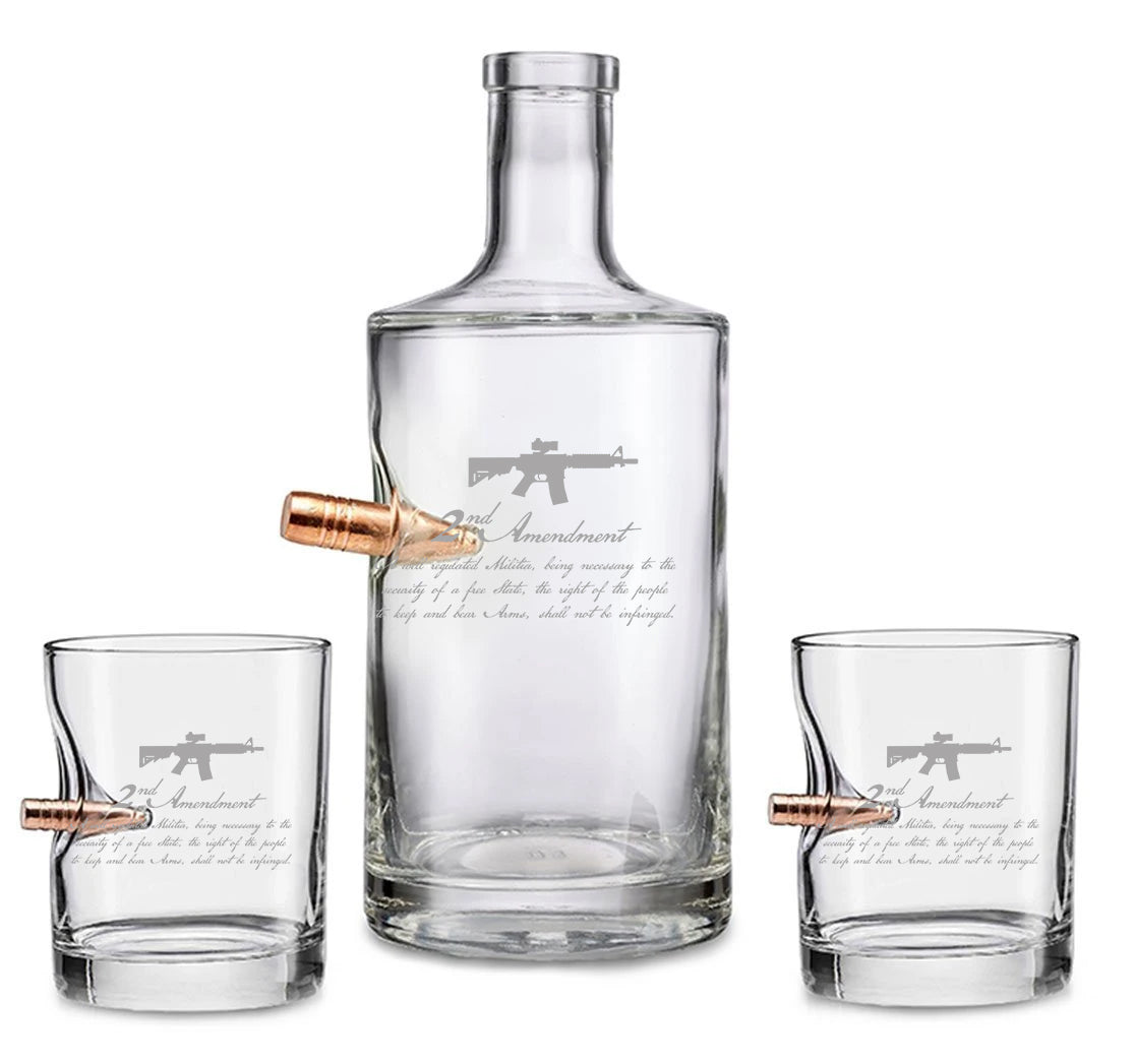 2nd Amendment - Decanter Gift Set & Choice BARREL.338 Bourbon Finishing Bullet