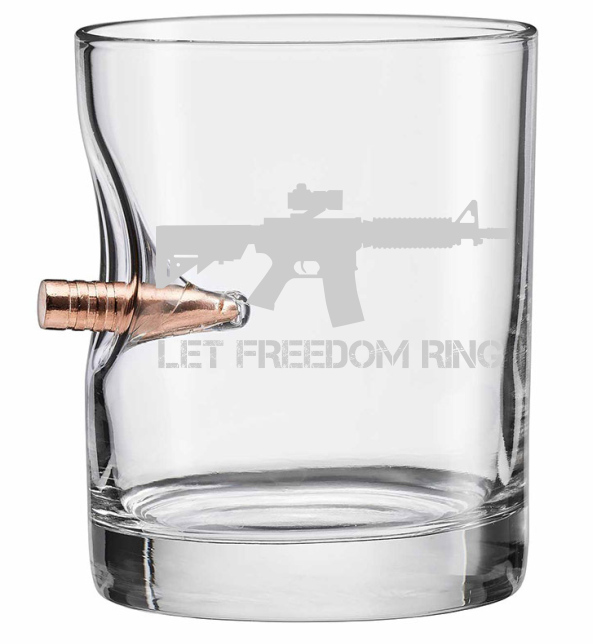 Let Freedom Ring - Whiskey Glass- 11oz Rocks W/ 308 Bullet