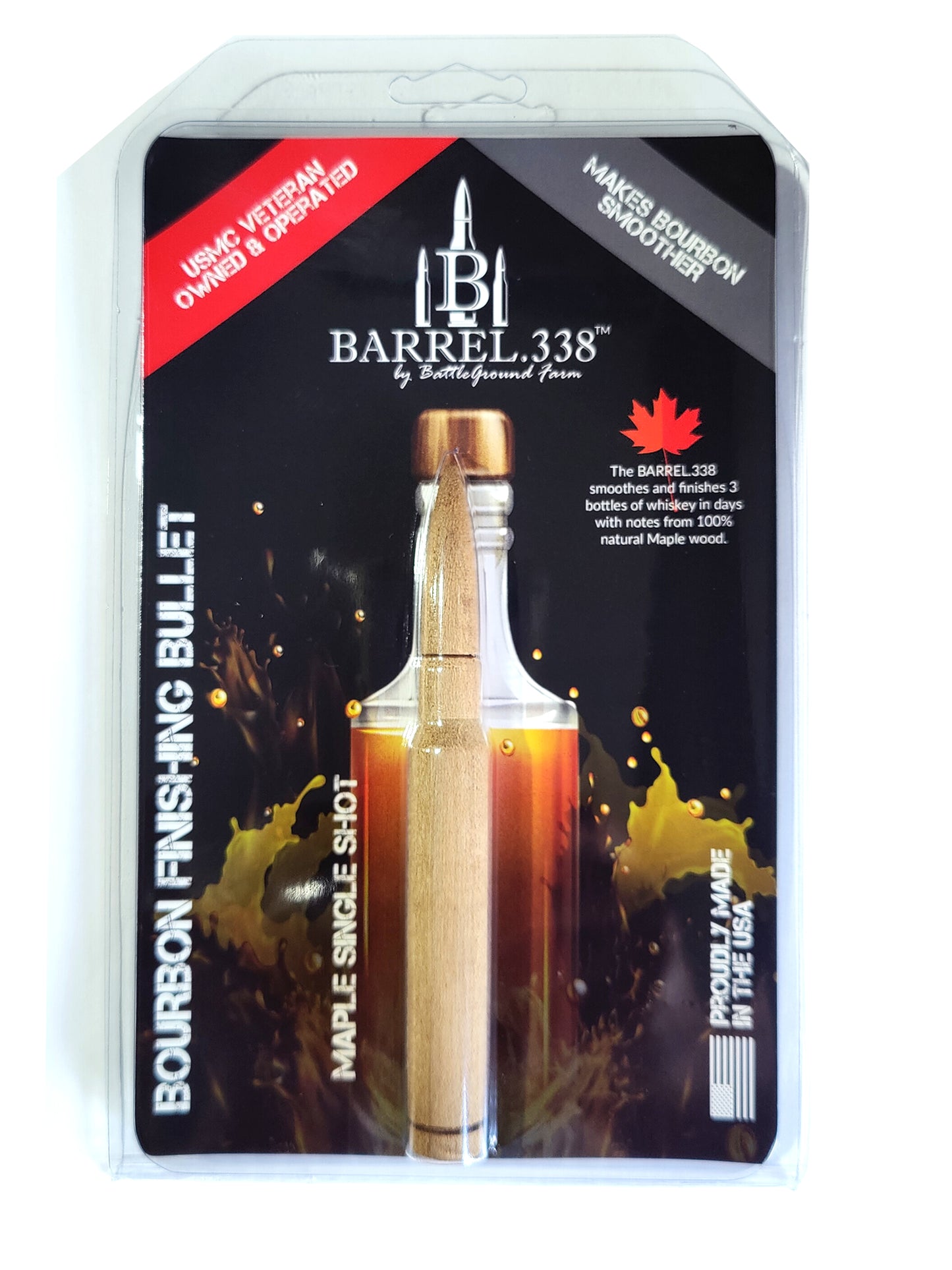 Premium Toasted Maple Bourbon Staves - Smoothing & Aging | BARREL.338 by BattleGround Farm (Single Shot)